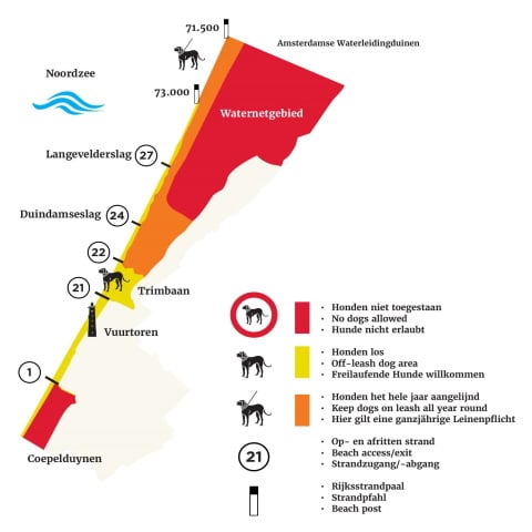 Kaart van het strand met kleurtjes