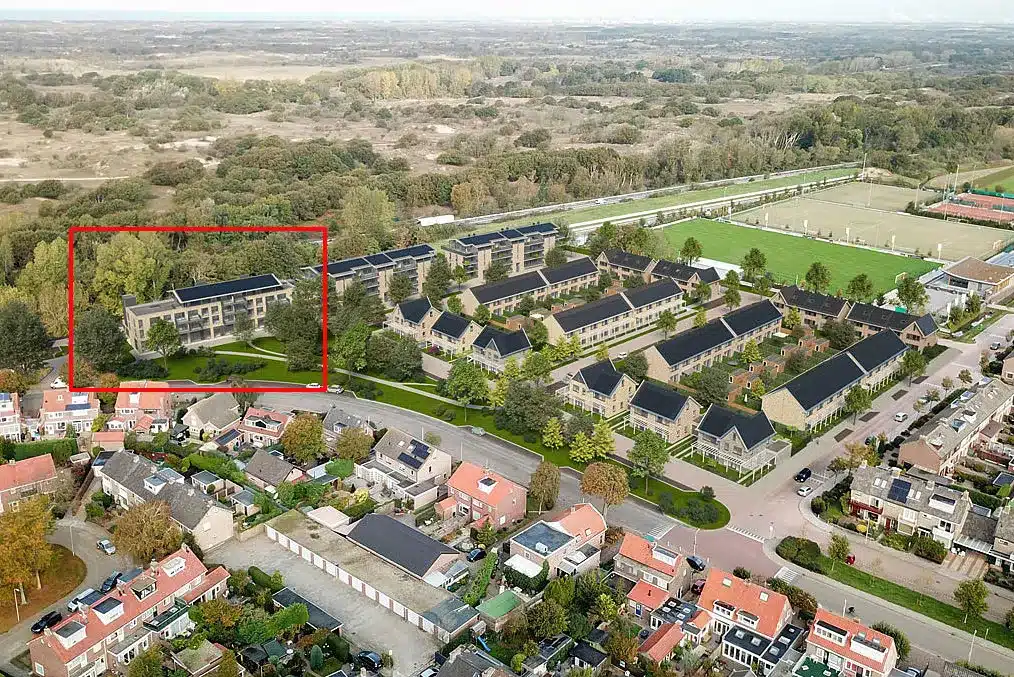 Sociale huurappartementen met rood omcirkelde lijn.